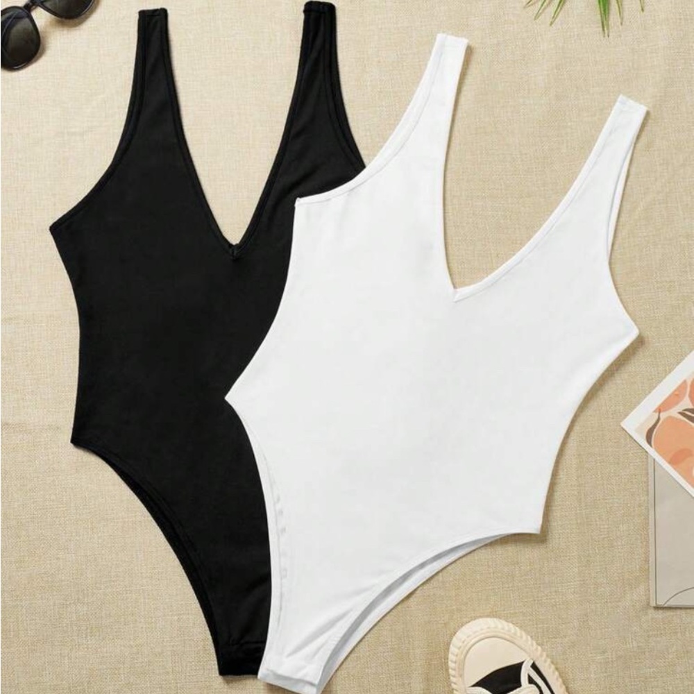 NWT SHEIN Curve bodysuit, 2 piece, black and white plus size 1XL